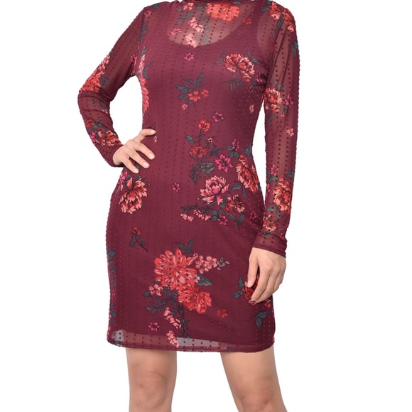 Planet Gold Dresses & Skirts - NWT! Price Drop! Floral Print-Dot Mesh Dress w/ Mask!